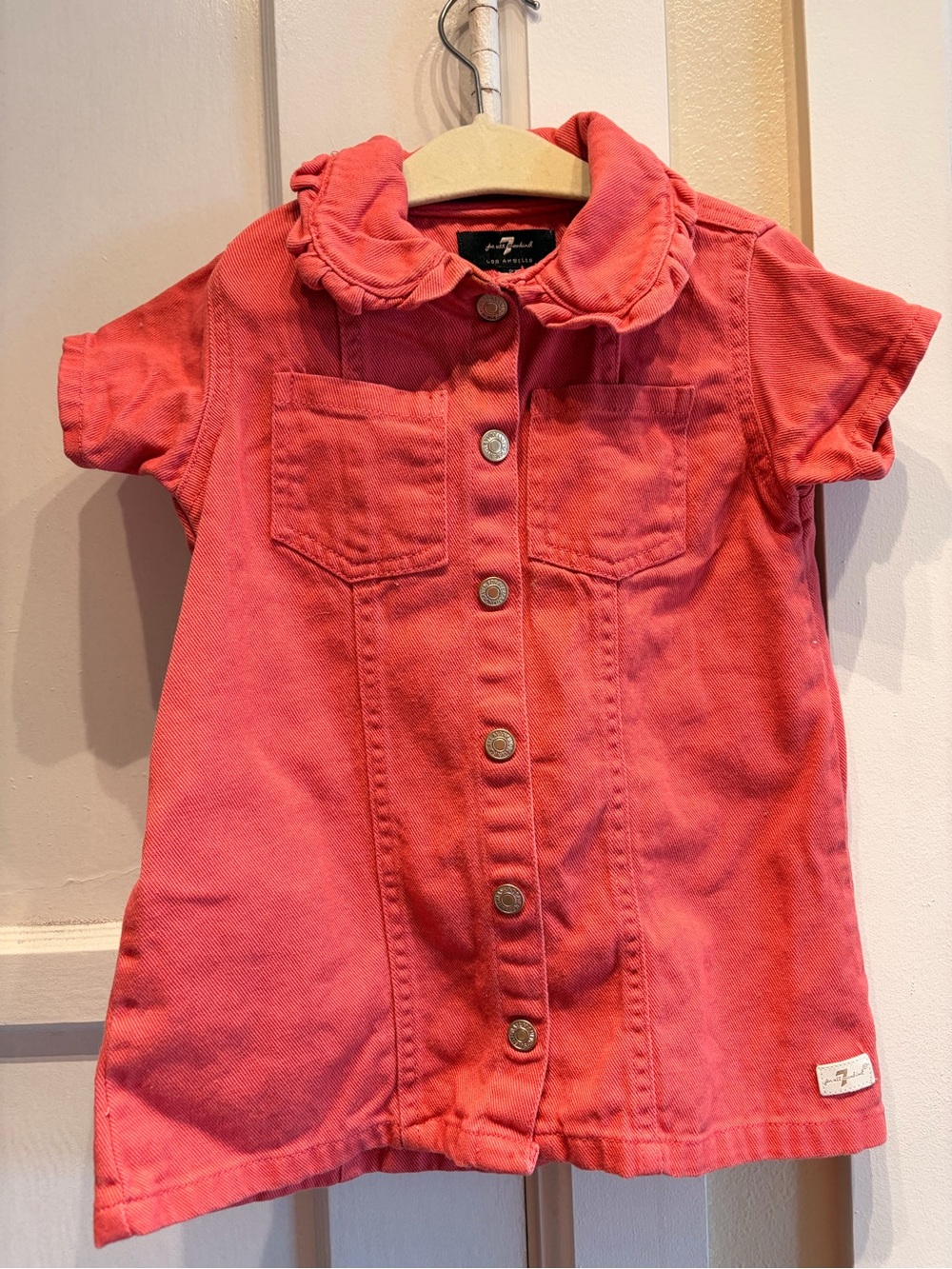 Girls' Pink Button-Front Shirt Dress 2t